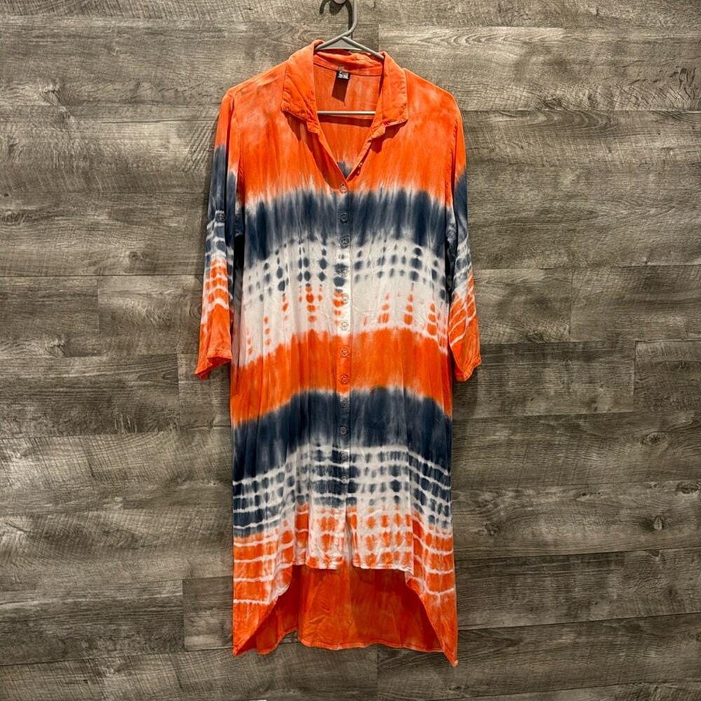 Zury Pre loved Tie Dye buttoned Dress with Pockets in 100% Rayon.